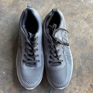 Grey running shoes